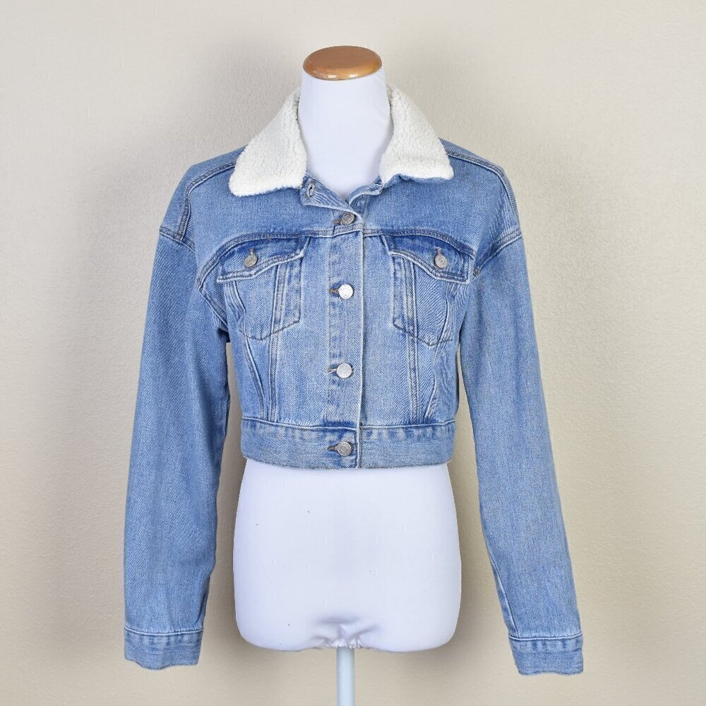 PacSun Sherpa Collar Cropped Trucker Jacket XS